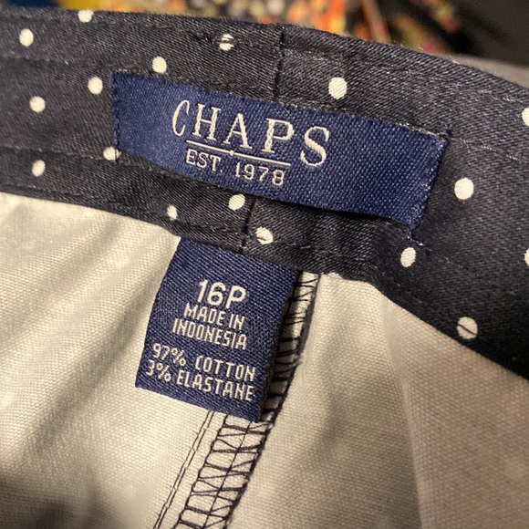 NWT Chaps Navy & White Polka Dot Skirt With Belt - Picture 8 of 10